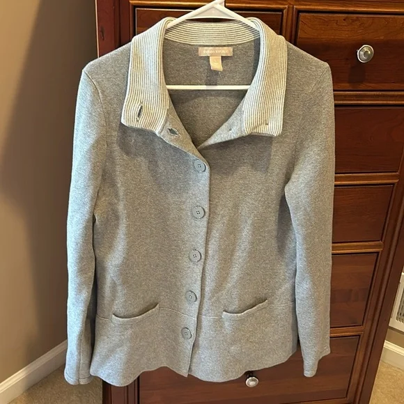 BananaRepublic women’s button down cardigan sweater, grey, size Large, 85% Pima - Picture 8 of 13